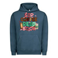 Pigment Midnight Navy sip coffee read book Urban Hoodie - MaliasSmallBusiness