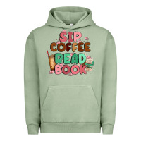 Pigment Oil Green sip coffee read book Urban Hoodie - MaliasSmallBusiness