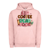 Pigment Salmon sip coffee read book Urban Hoodie - MaliasSmallBusiness