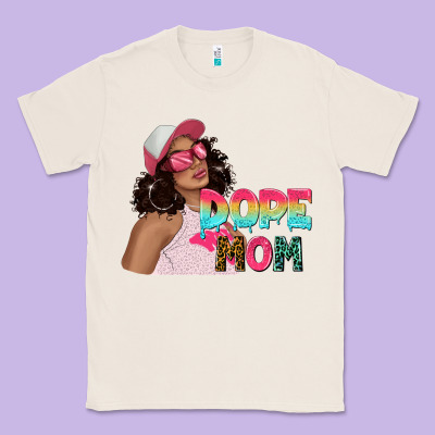 Classic Tee pink sunglasses afro black girl dope mom