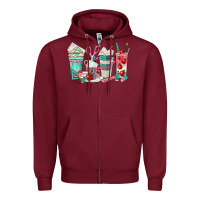 Burgundy teacher coffee cups Zipper Hoodie - texasbilliewilder