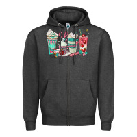Charcoal Heather teacher coffee cups Zipper Hoodie - texasbilliewilder
