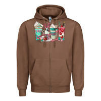 Chestnut teacher coffee cups Zipper Hoodie - texasbilliewilder