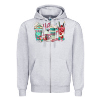 Heather Grey teacher coffee cups Zipper Hoodie - texasbilliewilder