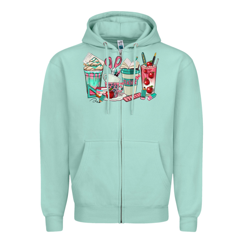 Teacher Coffee Cups Zipper Hoodie by texasbilliewilder | Teevron