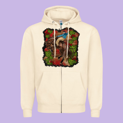 Zipper Hoodie valentine's day cowboy cactus rose