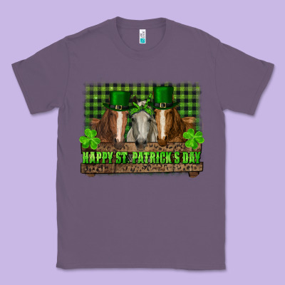 Happy St. Patrick's Day Horses With Leprechaun Hat And Bandana Classic Tee Designed By Ranaportraitstore