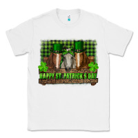 White happy st. patrick's day horses with leprechaun hat and bandana Classic Tee - RanaPortraitStore