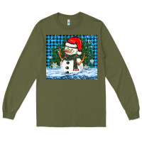Army Green snowy christmas snowman Long Sleeve Tee - BarkalooDesign