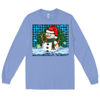 Colony Blue snowy christmas snowman Long Sleeve Tee - BarkalooDesign