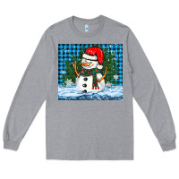 Heather Grey snowy christmas snowman Long Sleeve Tee - BarkalooDesign
