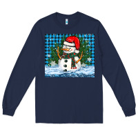 Navy snowy christmas snowman Long Sleeve Tee - BarkalooDesign