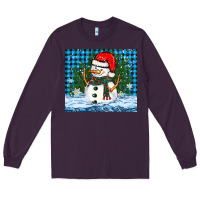Plum snowy christmas snowman Long Sleeve Tee - BarkalooDesign