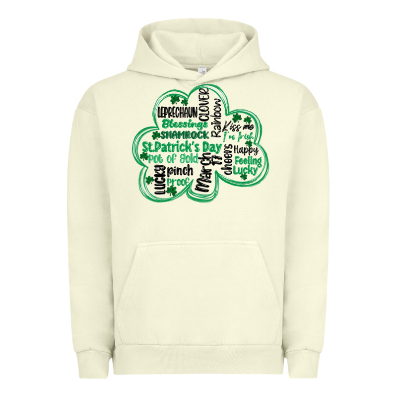 St Patricks Day Shamrock Typography Urban Hoodie by MaliasSmallBusiness | Teevron