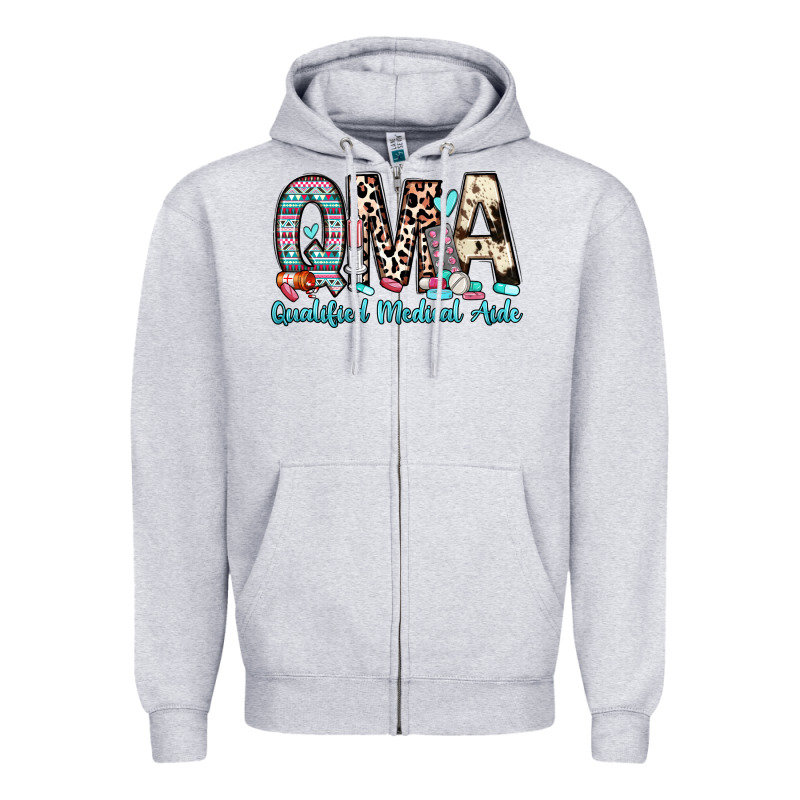 Qma Qualified Medical Aide Zipper Hoodie by Zillion Design Studio | Teevron