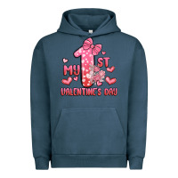 Pigment Midnight Navy my first valentines day Urban Hoodie - MaliasSmallBusiness
