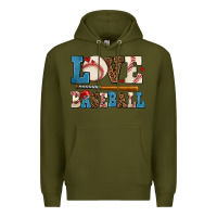 Army Green love baseball Premium Hoodie - AdoDesignShop