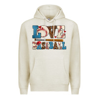 Oatmeal Heather love baseball Premium Hoodie - AdoDesignShop