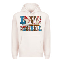 Pale Pink love baseball Premium Hoodie - AdoDesignShop