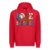 Red love baseball Premium Hoodie - AdoDesignShop