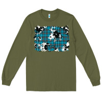 Winter Plaid Cowhide Pattern Background Long Sleeve Tee | Teevron