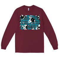 Burgundy winter plaid cowhide pattern background Long Sleeve Tee - RanaPortraitStore