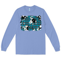 Colony Blue winter plaid cowhide pattern background Long Sleeve Tee - RanaPortraitStore