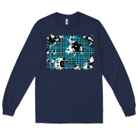 Navy winter plaid cowhide pattern background Long Sleeve Tee - RanaPortraitStore