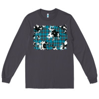 Smoke winter plaid cowhide pattern background Long Sleeve Tee - RanaPortraitStore