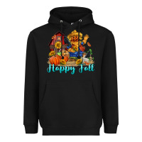 Black happy fall scarecrow Heavyweight Hoodie - FaDigitalArtStudio