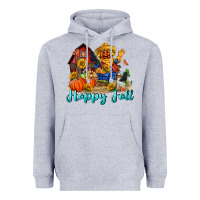 Heather Grey happy fall scarecrow Heavyweight Hoodie - FaDigitalArtStudio