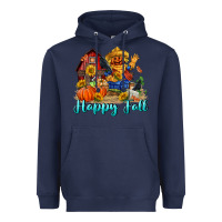 Navy happy fall scarecrow Heavyweight Hoodie - FaDigitalArtStudio
