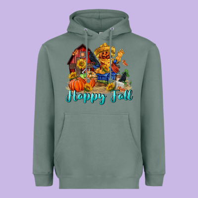 Happy Fall Scarecrow Heavyweight Hoodie Designed By Fadigitalartstudio
