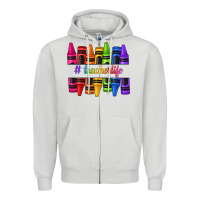 Dove Grey teacher life crayons Zipper Hoodie - texasbilliewilder