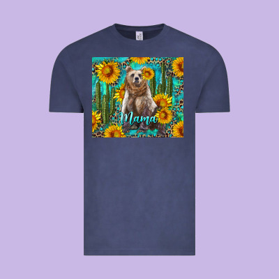 Mama Bear With Sunflowers And Cactus Vintage Tee Designed By Artiststas