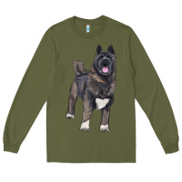 Army Green American akita Long Sleeve Tee - RanaPortraitStore