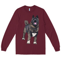 Burgundy American akita Long Sleeve Tee - RanaPortraitStore