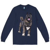 Navy American akita Long Sleeve Tee - RanaPortraitStore
