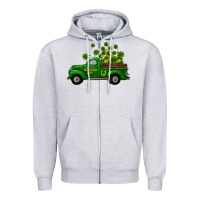 Heather Grey st patricks truck shamrock horseshoe gold Zipper Hoodie - RanaPortraitStore