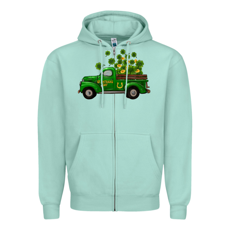 St Patricks Truck Shamrock Horseshoe Gold Zipper Hoodie by RanaPortraitStore | Teevron
