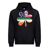 Black st patricks day shamrock american flag Urban Hoodie - MaliasSmallBusiness