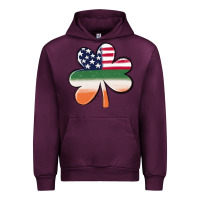 Mauve Wine st patricks day shamrock american flag Urban Hoodie - MaliasSmallBusiness