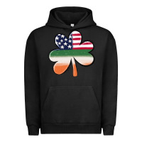 Pigment Black st patricks day shamrock american flag Urban Hoodie - MaliasSmallBusiness