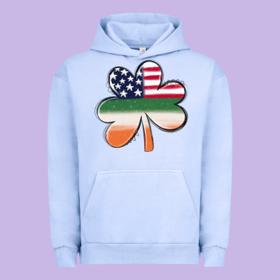 St Patricks Day Shamrock American Flag Urban Hoodie Designed By Maliassmallbusiness