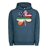 Pigment Midnight Navy st patricks day shamrock american flag Urban Hoodie - MaliasSmallBusiness