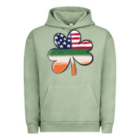 Pigment Oil Green st patricks day shamrock american flag Urban Hoodie - MaliasSmallBusiness