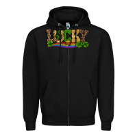 Black st patricks shamrock gold with rainbow Zipper Hoodie - RanaPortraitStore