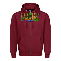 Burgundy st patricks shamrock gold with rainbow Zipper Hoodie - RanaPortraitStore