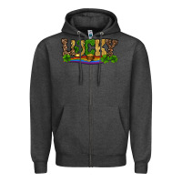 Charcoal Heather st patricks shamrock gold with rainbow Zipper Hoodie - RanaPortraitStore