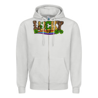 Dove Grey st patricks shamrock gold with rainbow Zipper Hoodie - RanaPortraitStore